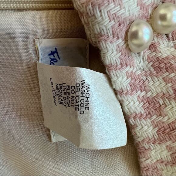 Florence Eiseman Wool Blend Houndstooth Pink White Tweed Dress Girl Size 16 - Picture 11 of 12